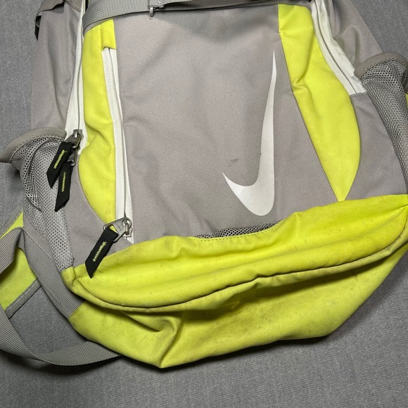 Nike Sport Backpack Gray Neon Yellow Swoosh Bsbl Travel Baseball Cooler Bag - Picture 2 of 7